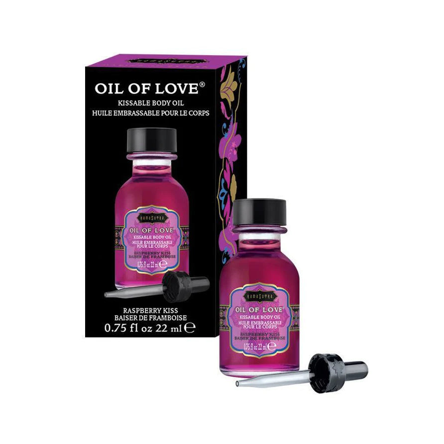 Kama Sutra Oil of Love 4 Different Flavor Tropical l Mango, Original, Raspberry Kiss, Strawberry Dreams