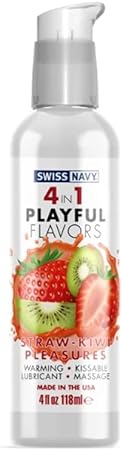 4 in 1 Playful Flavors Wild Cherry - Straw-Kiwi Pleasures -Chocolate Sensation - Water Based Flavored Lubricant, Personal Lube for Men, Women and Couples