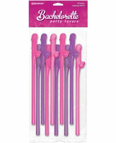 Bachelorette Party Favors Dicky Sipping Straws - straws - Meat Pack of 10