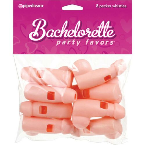 8 Pack Bachelorette Party Favor Pecker Whistles Beige - Bridal Shower Gag